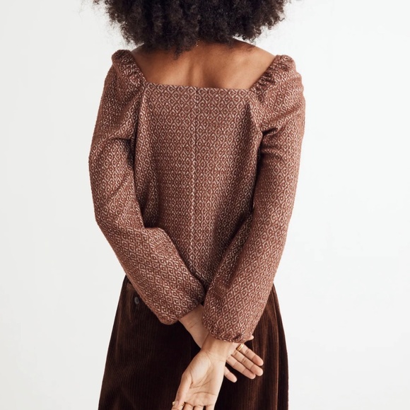 Madewell Jacquard Puff-Sleeve Crop Top - Picture 2 of 3